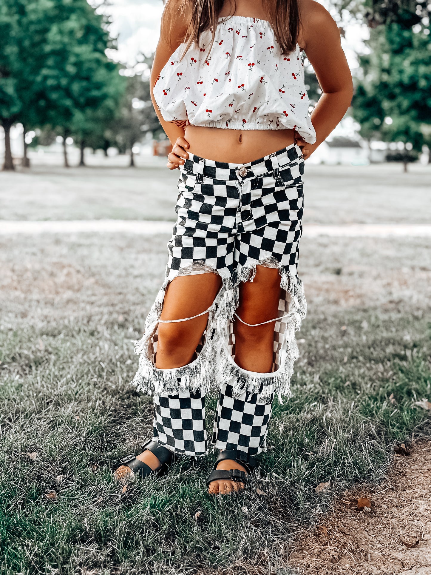 Checkered jeans 🏁 JULY SHIP